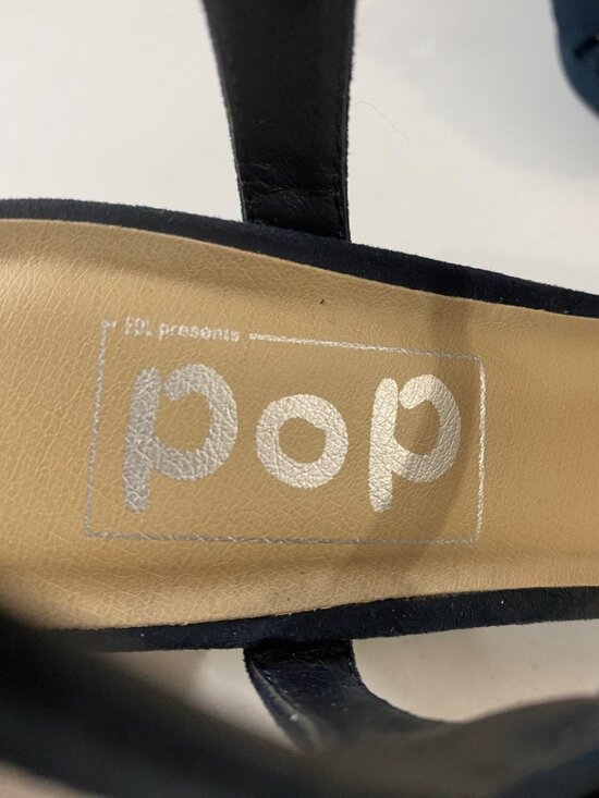 PoP Navy Blue Heels Sandals Womens 6.5 M Block Heel Strappy, Dress Shoes - Picture 5 of 16